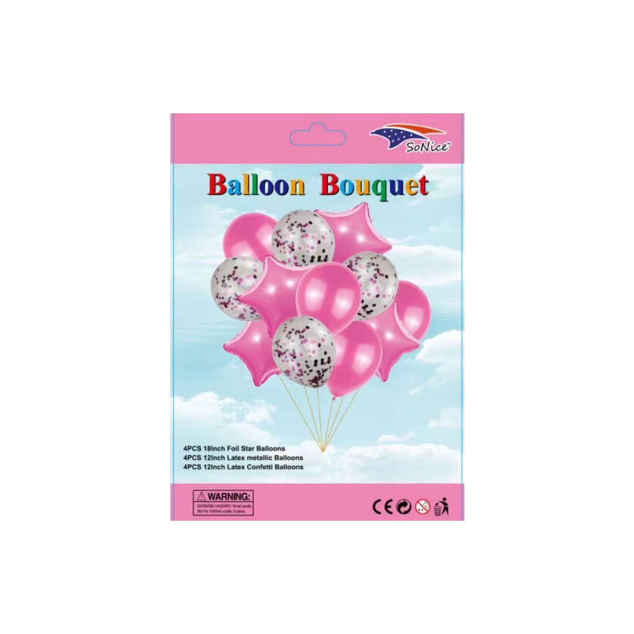 12Pcs Balloon Bouquet Light Pink 120Set/Cs
